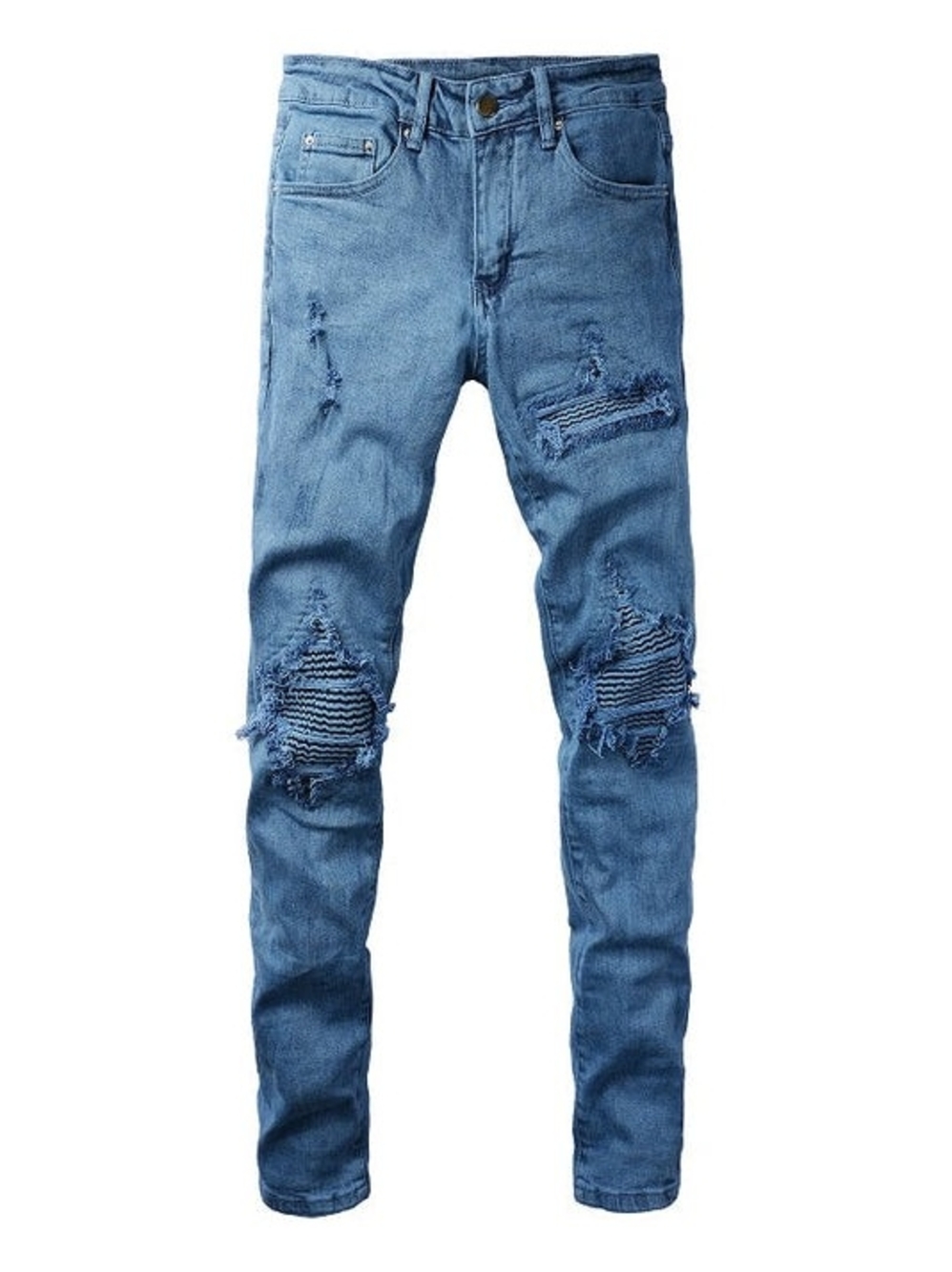 Men's Distressed Slim Fit Jeans - Light Blue